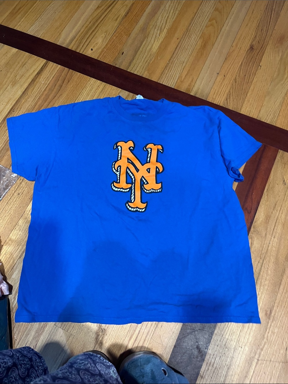 Kids Short Sleeve Crewneck T-Shirt in Royal Blue with Orange Logo